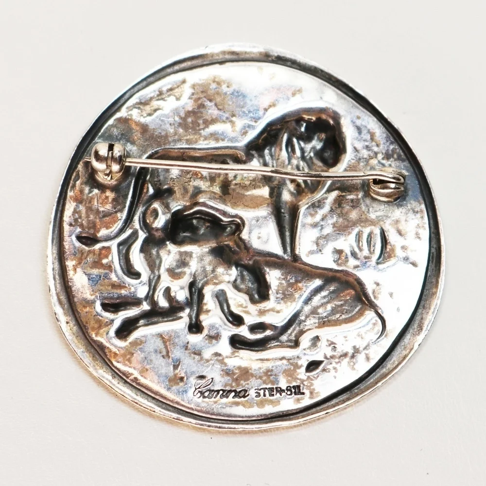 Vintage Silver Lion Brooch